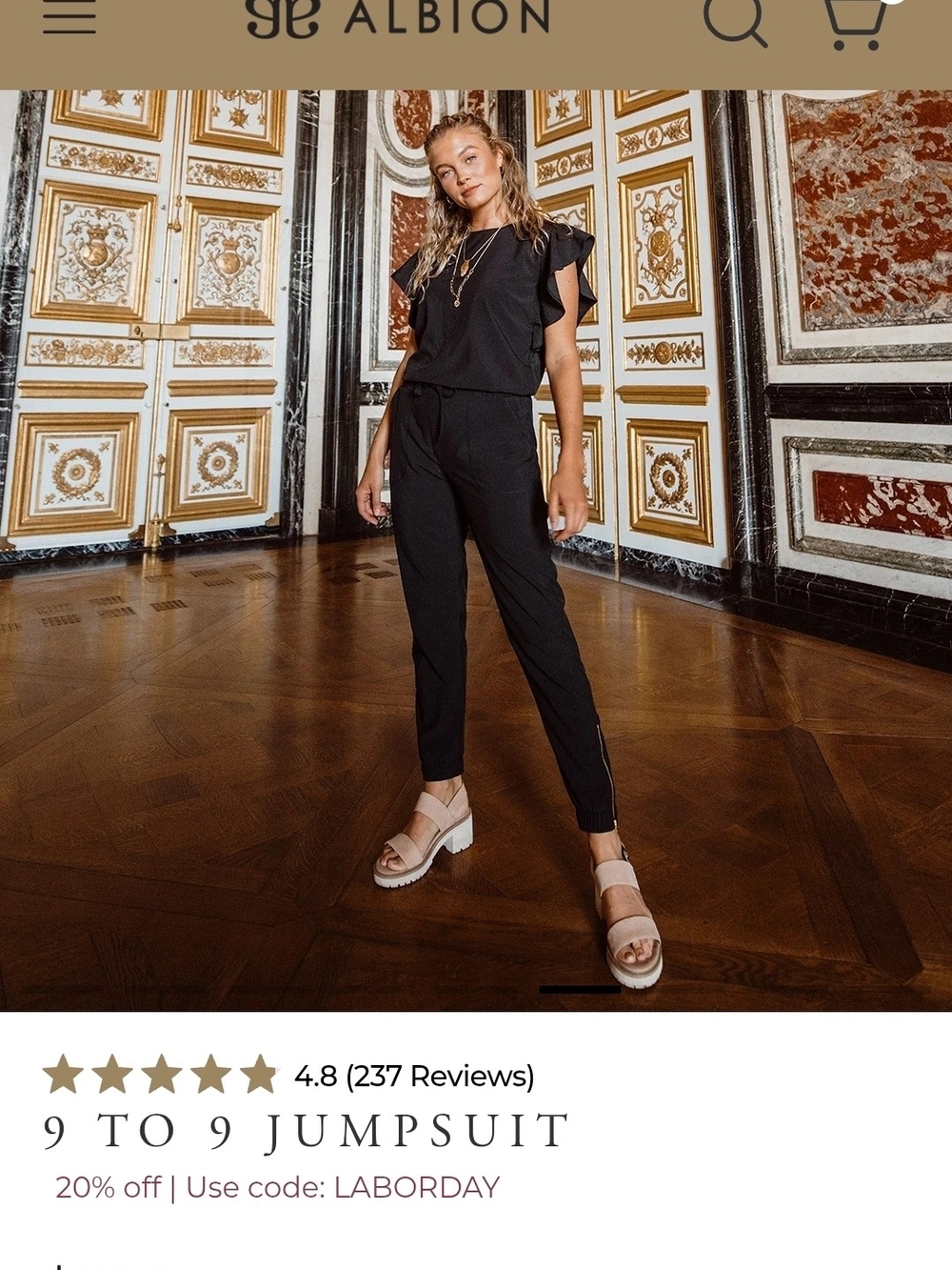 Albion Black Ruffled-Sleeve Jumpsuit